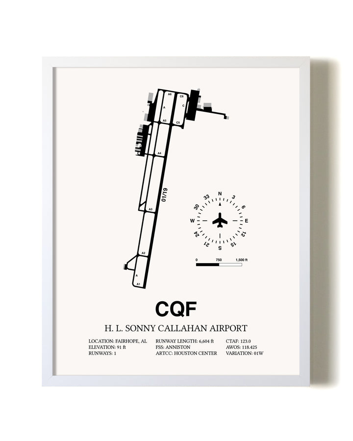 H. L. Sonny Callahan Airport airport map poster in oak frame