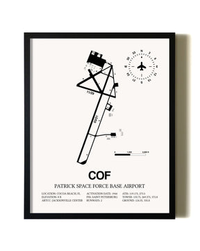 Framed Patrick Space Force Base Airport wall art poster in black frame