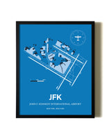 Sky Blue John F. Kennedy International Airport aviation wall décor in black wood frame