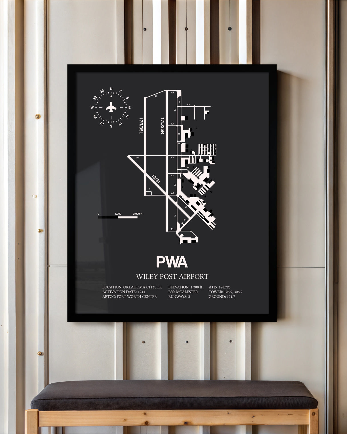 Frame color options for Wiley Post Airport Wall Art