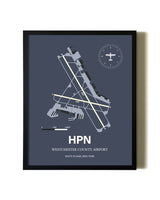 Blue and Cream Framed Westchester County Airport layout wall art poster