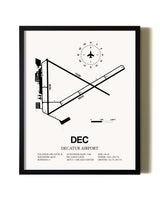 Framed Decatur Airport wall art poster in black frame