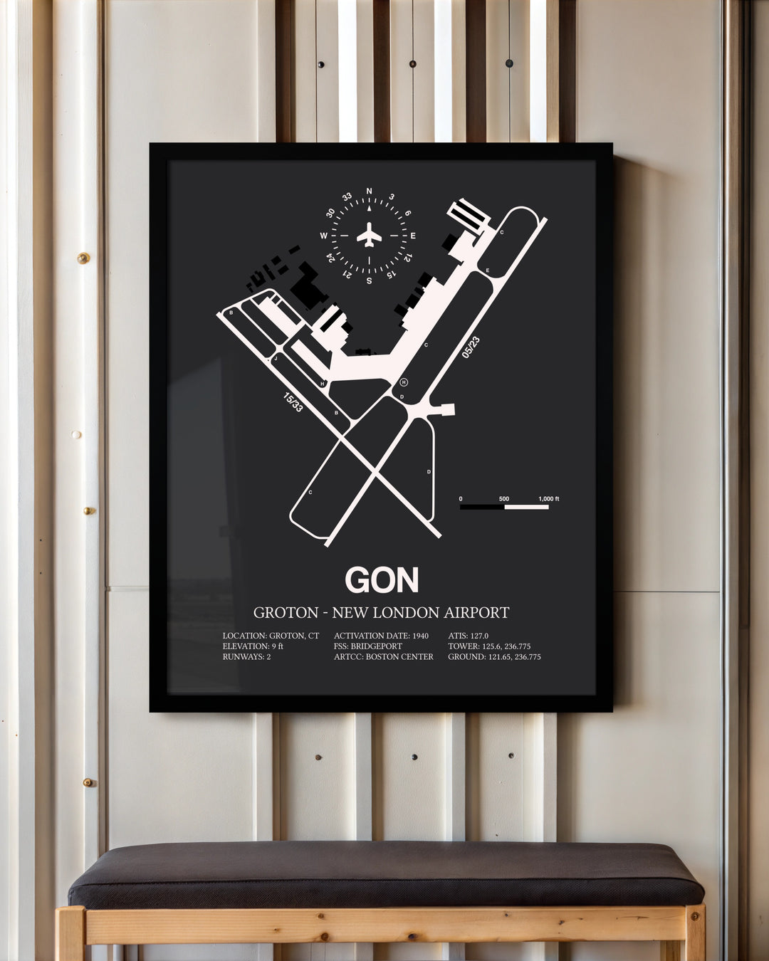 Frame color options for Groton-New London Airport Wall Art