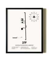 Framed Munday Municipal Airport wall art poster in black frame