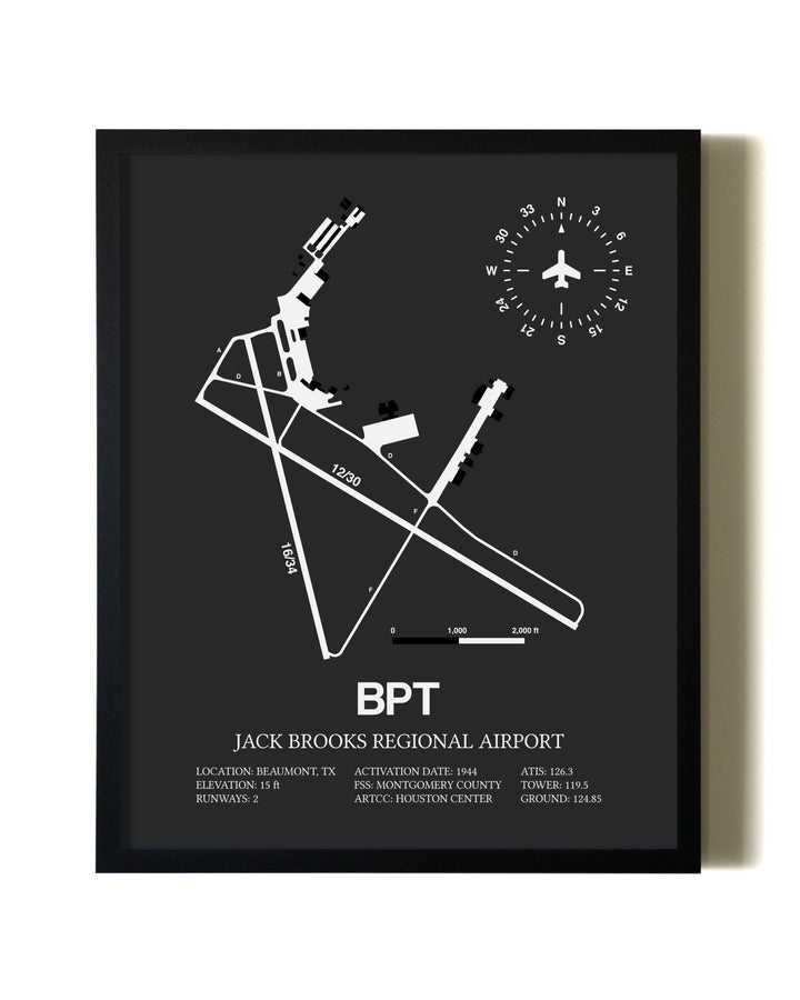 Unframed Jack Brooks Regional Airport map print poster