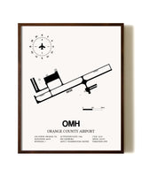 Orange County Airport aviation print in walnut frame