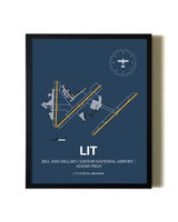 Blue and Yellow Framed Bill and Hillary Clinton National Airport/Adams Field wall art poster in black frame