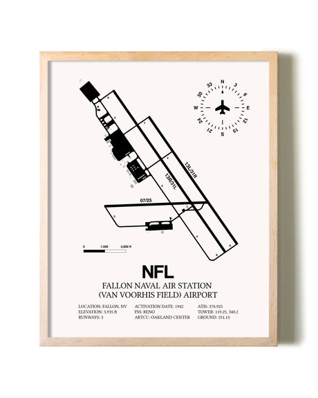 Fallon Naval Air Station (Van Voorhis Field) Airport framed wall art in white frame