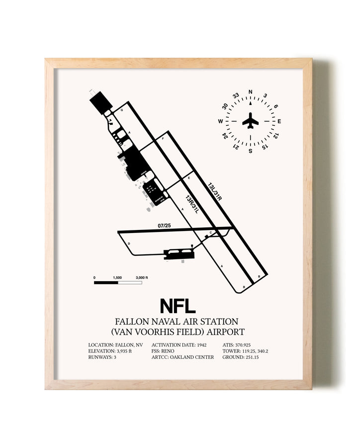Fallon Naval Air Station (Van Voorhis Field) Airport framed wall art in white frame