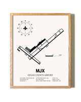 Ocean County Airport framed print in natural wood frame