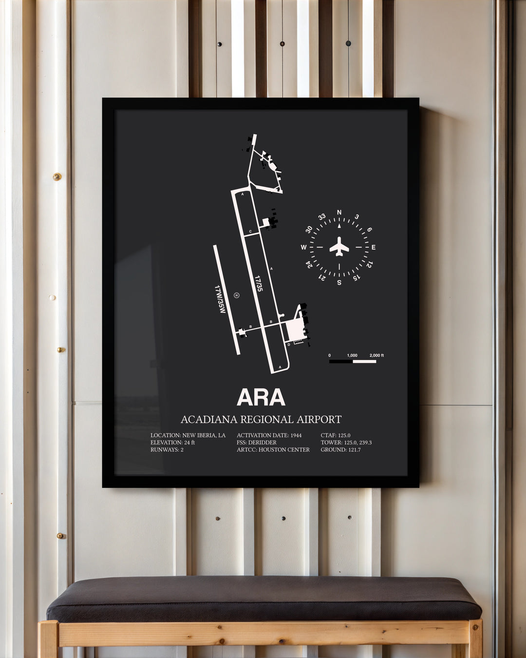 Frame color options for Acadiana Regional Airport Wall Art