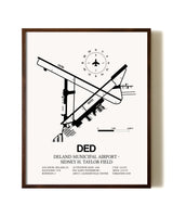 Deland Municipal Airport-Sidney H Taylor Field aviation print in walnut frame