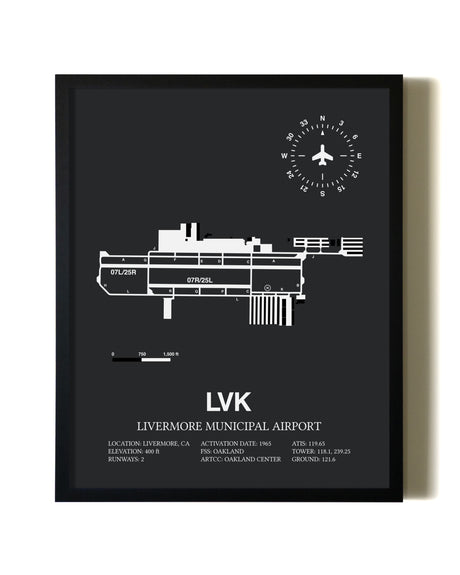 Unframed Livermore Municipal Airport map print poster