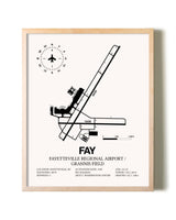 Fayetteville Regional Airport / Grannis Field framed wall art in white frame