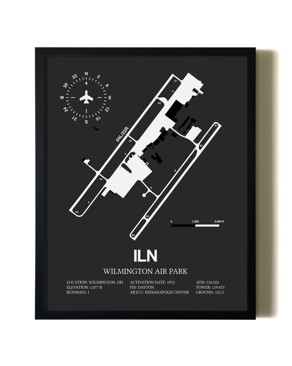 Unframed Wilmington Air Park map print poster