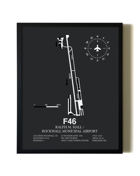 Unframed Ralph M. Hall / Rockwall Municipal Airport map print poster