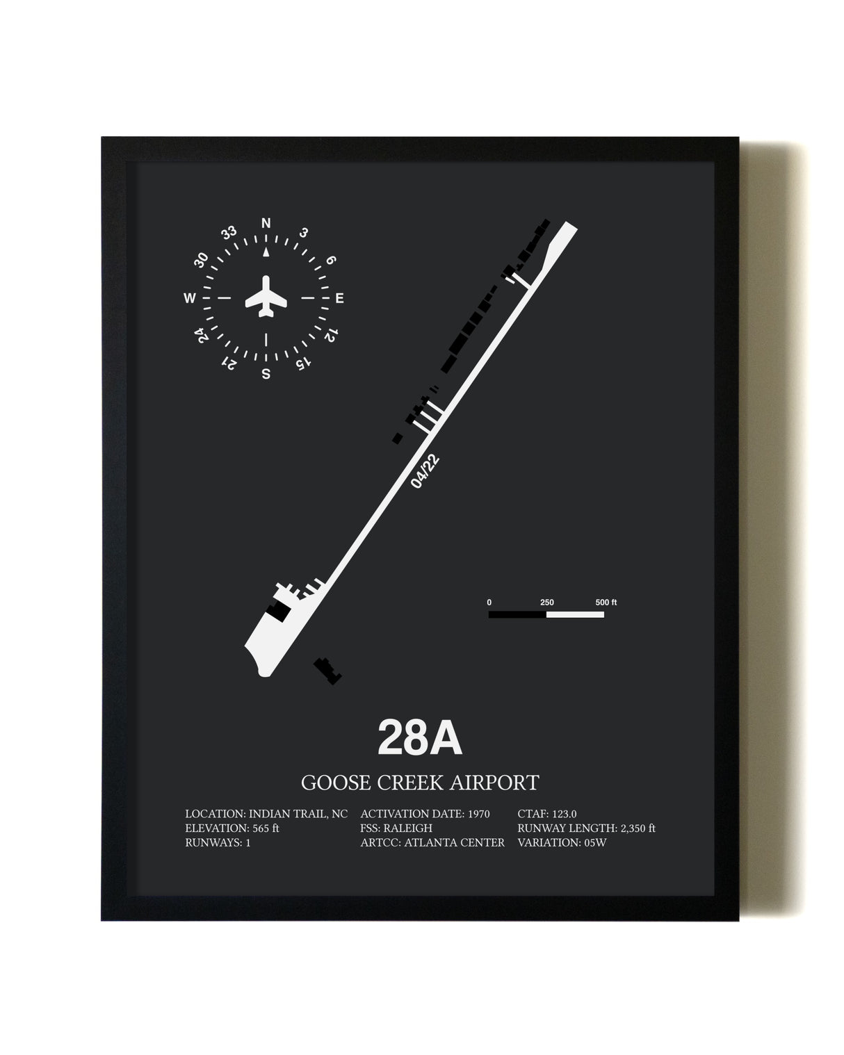 Unframed Goose Creek Airport map print poster