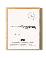 Youngstown Elser Metro Airport framed print in natural wood frame
