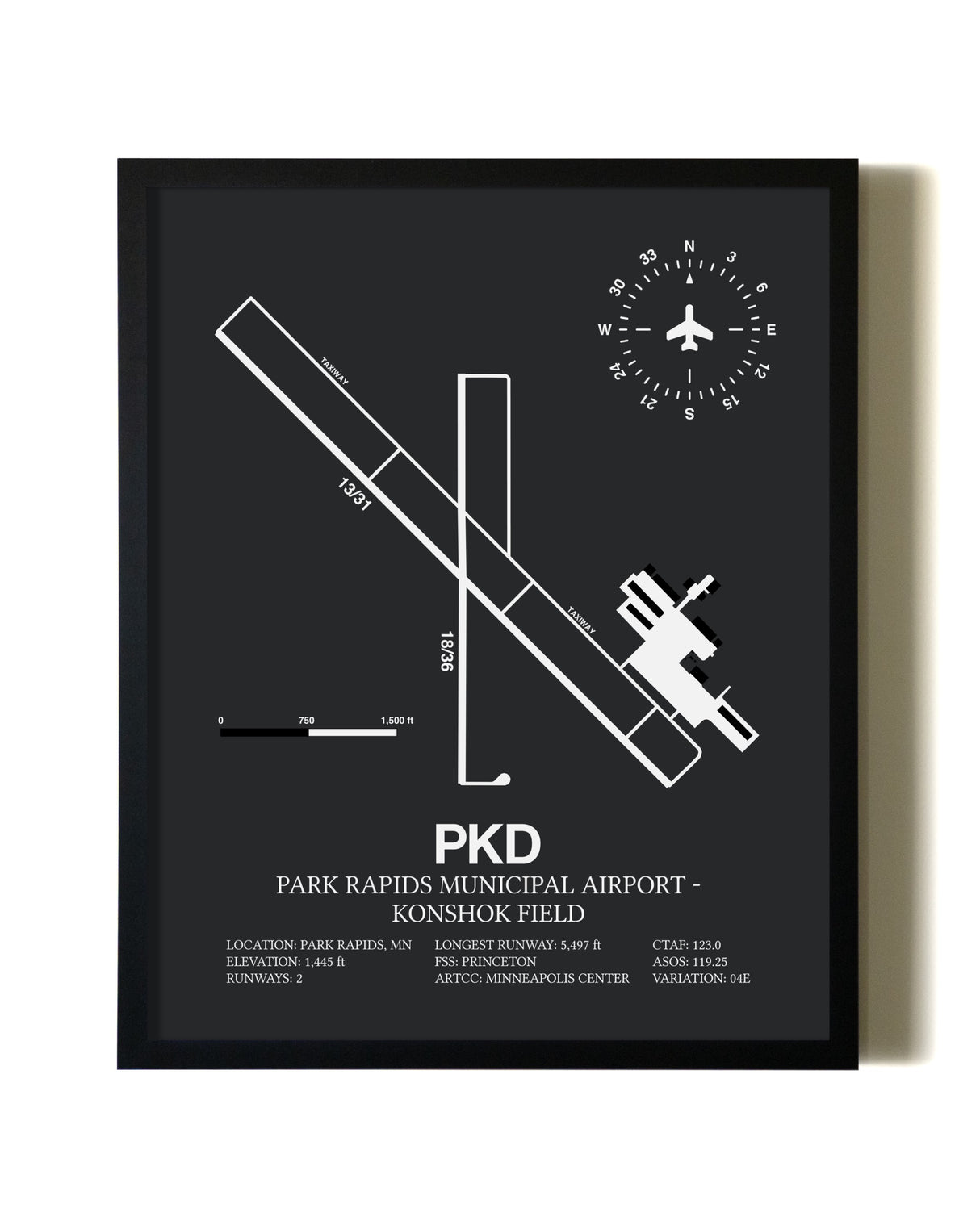 Unframed Park Rapids Municipal Airport-Konshok Field map print poster