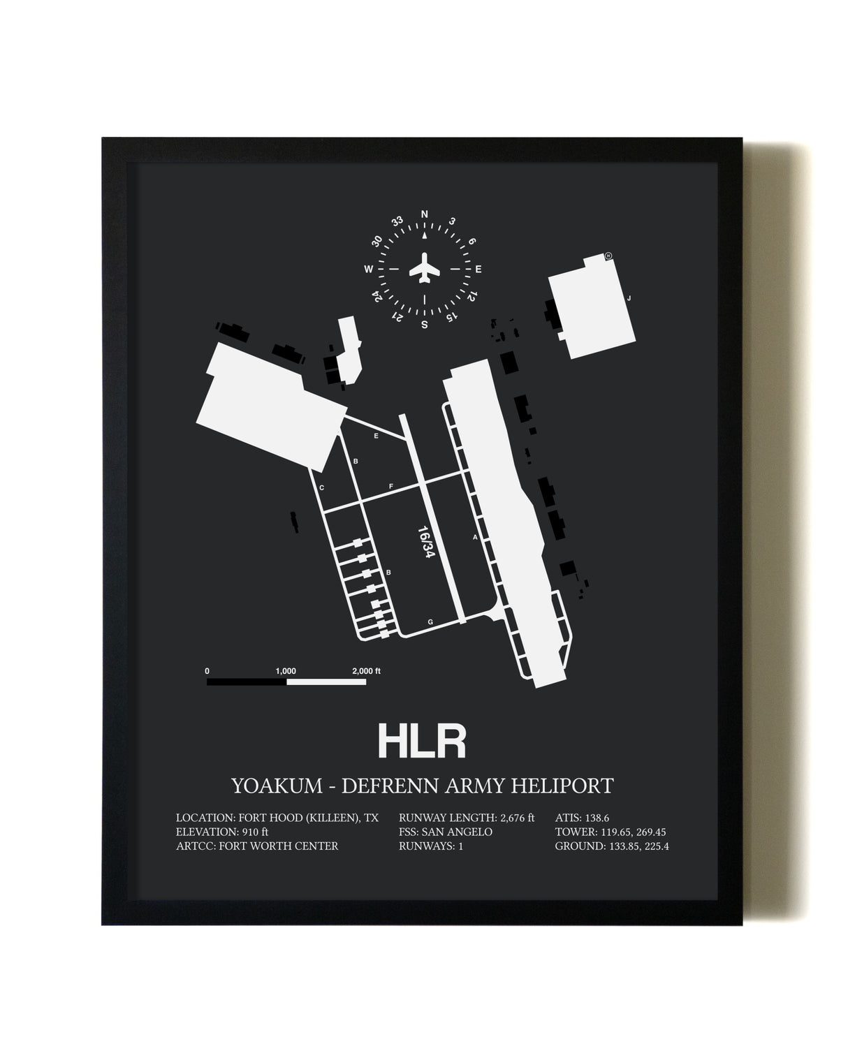 Unframed Yoakum-Defrenn Army Heliport map print poster