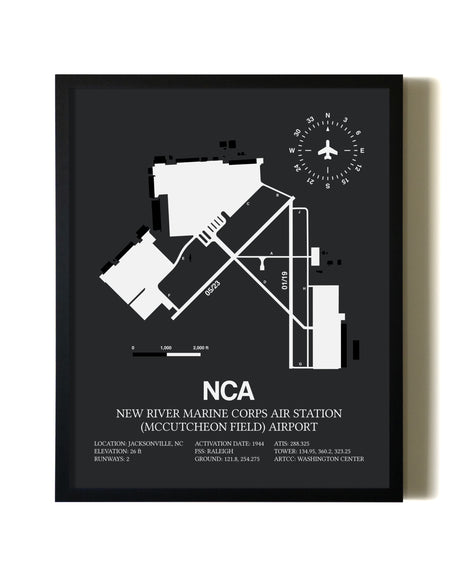 Unframed New River Marine Corps Air Station (McCutcheon Field) Airport map print poster