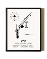 Framed Tampa Executive Airport wall art poster in black frame