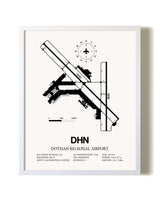 Dothan Regional Airport airport map poster in oak frame