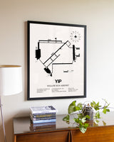 Willow Run Airport aviation wall décor in black wood frame
