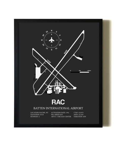 Unframed Batten International Airport map print poster