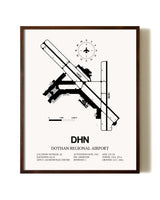 Dothan Regional Airport aviation print in walnut frame