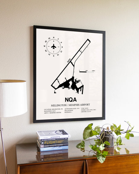 Millington / Memphis Airport aviation wall décor in black wood frame