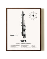 Parker County Airport aviation print in walnut frame