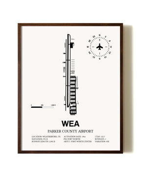 Parker County Airport aviation print in walnut frame