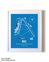 Richmond International Airport framed wall art in white frame with mat