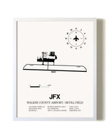 Walker County Airport / Bevill Field airport map poster in oak frame