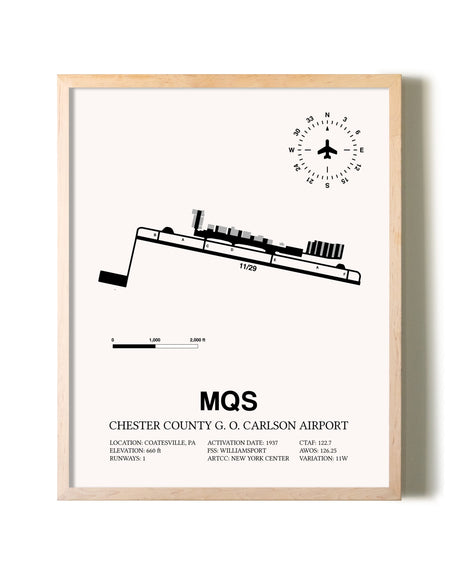 Chester County G. O. Carlson Airport framed wall art in white frame