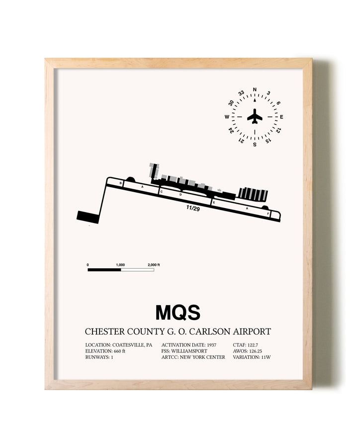 Chester County G. O. Carlson Airport framed wall art in white frame