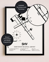 Framed Shreveport Regional Airport layout wall art poster