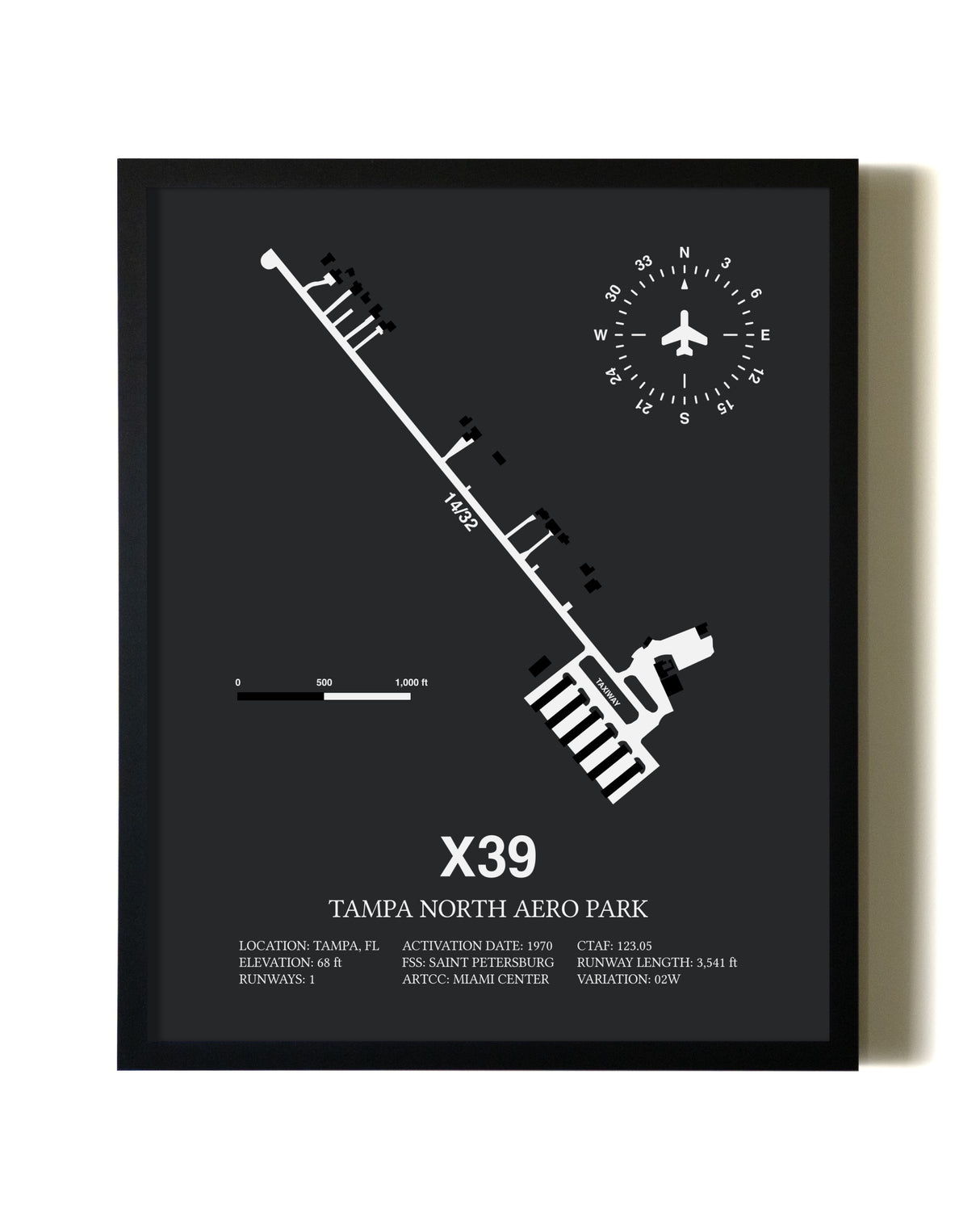 Unframed Tampa North Aero Park map print poster