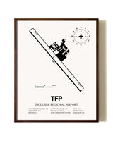 Ingleside Regional Airport aviation print in walnut frame