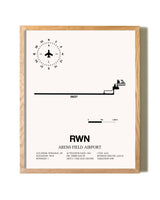 Arens Field Airport framed print in natural wood frame