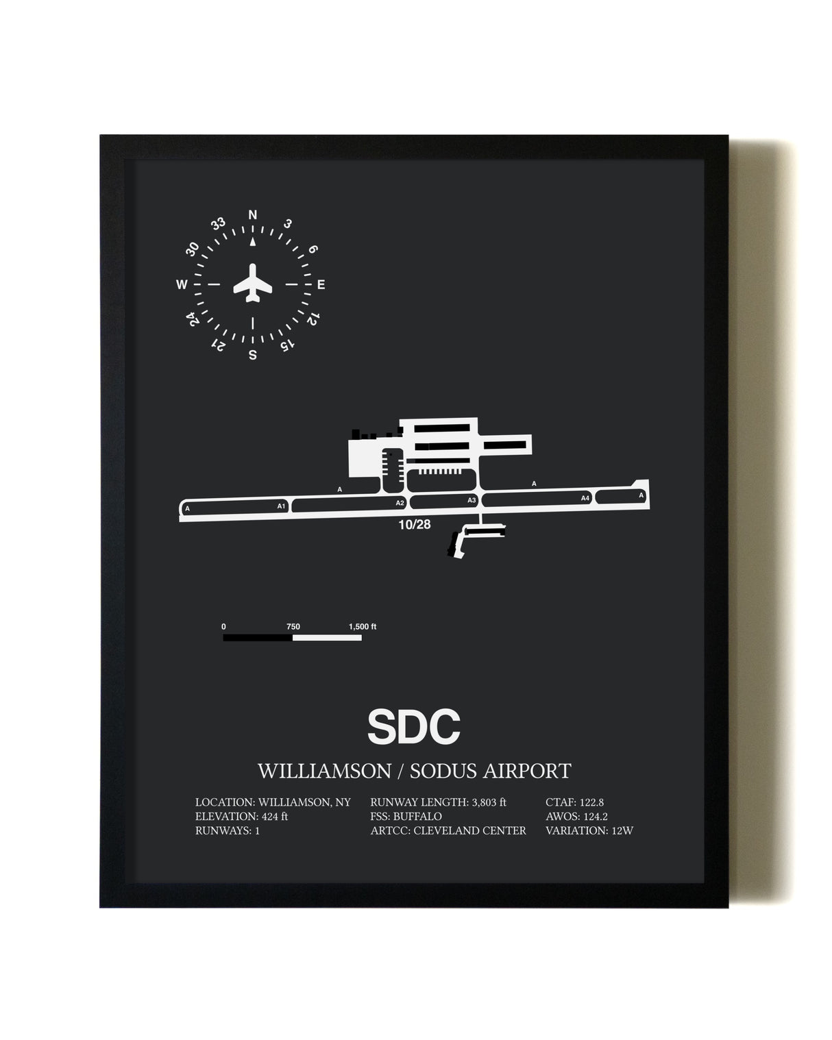 Unframed Williamson / Sodus Airport map print poster