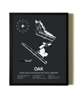 Unframed San Francisco Bay Oakland International Airport map print poster