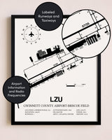 Framed Gwinnett County Airport-Briscoe Field layout wall art poster