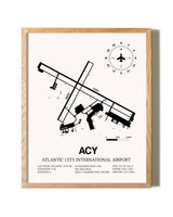 Atlantic City International Airport framed print in natural wood frame