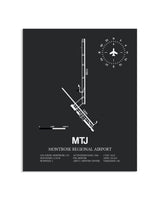 Gray Framed Montrose Regional Airport layout wall art poster