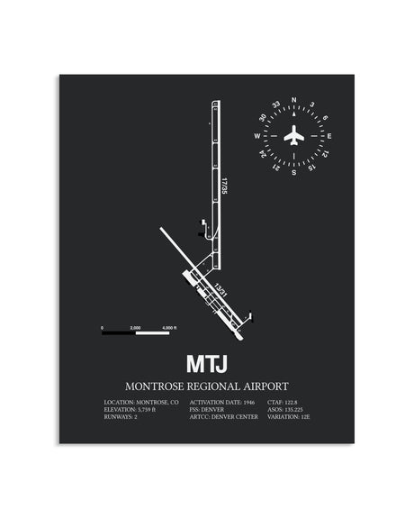 Gray Framed Montrose Regional Airport layout wall art poster