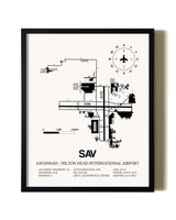 Framed Savannah / Hilton Head International Airport wall art poster in black frame