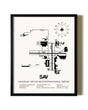 Framed Savannah / Hilton Head International Airport wall art poster in black frame