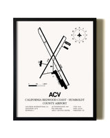 Framed California Redwood Coast - Humboldt County Airport wall art poster in black frame